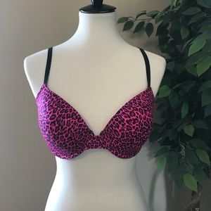 PINK VS Bra in pink/black leopard print.  Size 36D